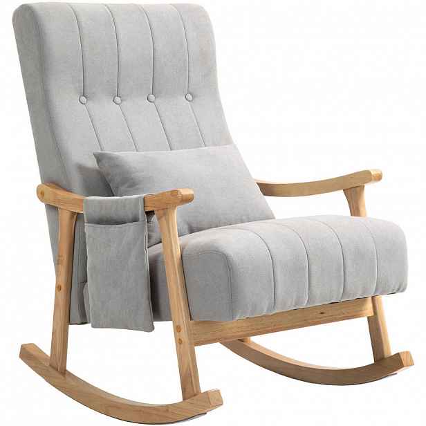 Redom HOUPACÍ křeslo 65/90/98 cm s bederním polštářem, boční kapsou a polyesterovým potahem, Šedá