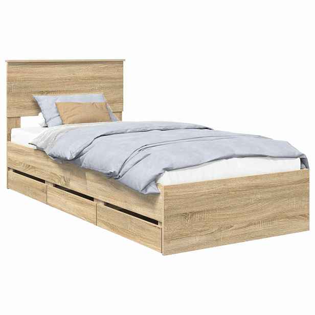 vidaXL Rám postele s čelo Sonoma dub 100 x 200 cm Inženýrské dřevo