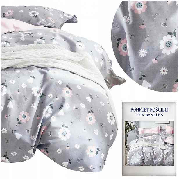 Povlečení 200x220 3 cz povlečení 70x80 Bavlněný Satén komplet květiny