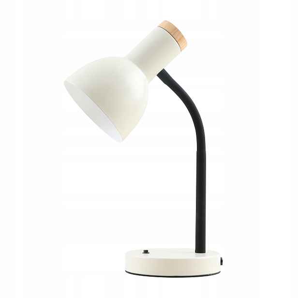 Béžová stolní lampa s dřevěným prvkem E27 Senza Italux