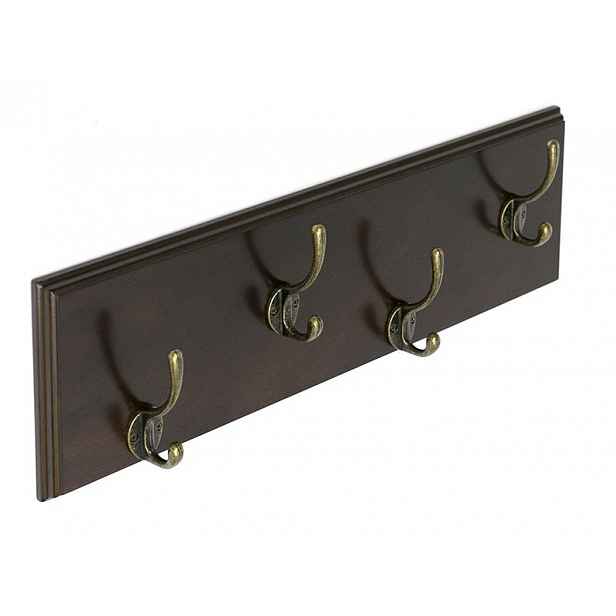 Dřevěný Věšák Wenge Hnědý 50 cm Nástěnný 4HÁČKY