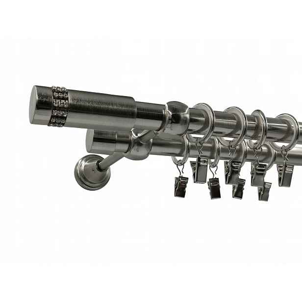 Garnýž Kovový Lux 19+19mm galvanizovaný Nikl 140 Cm MIX Koncovek