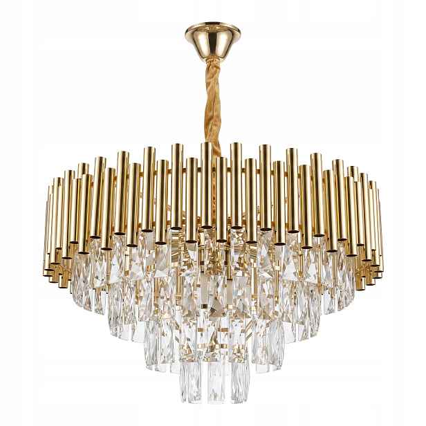 Závěsná lampa Křišťálový lustr Zlatá Glamour Elegantní do obývacího pokoje SWE103