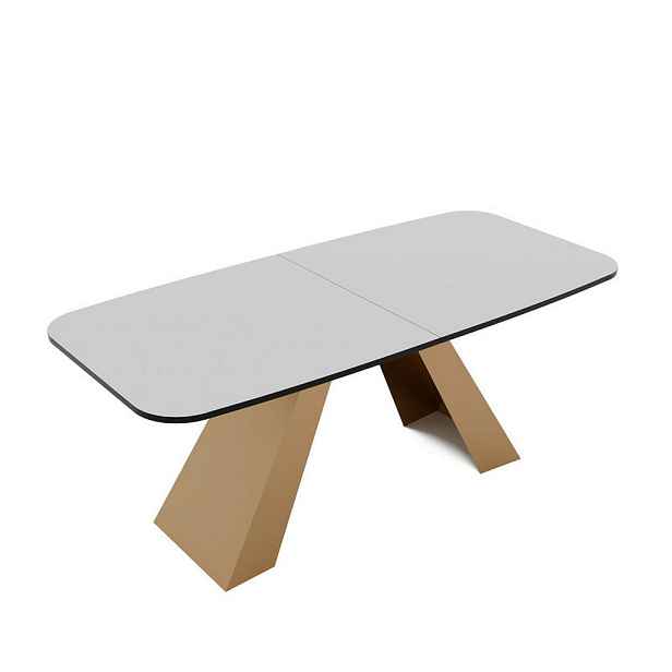 Idohome JÍDELNÍ STŮL ZENITH rozkládací 180/90/76 cm s kovovou podnoží, zlatý / bílý