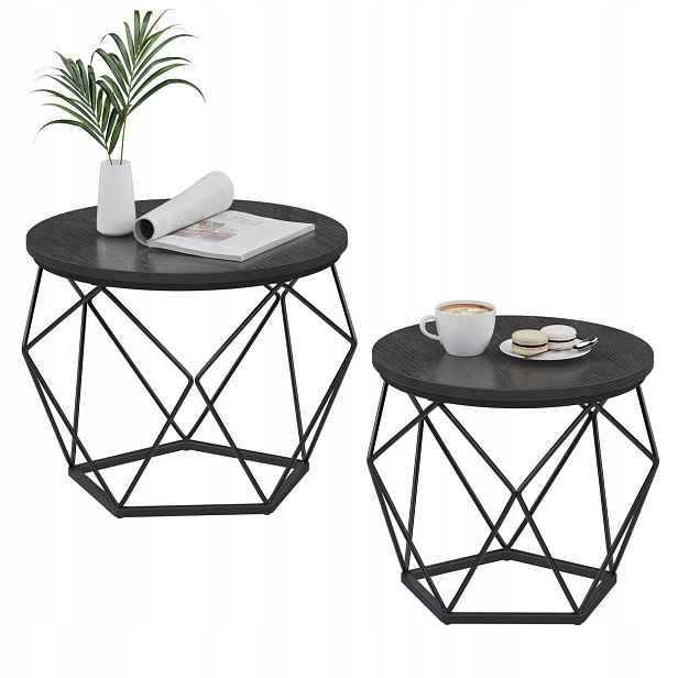 Sada 2x stolek černé geometrické různé velikosti dětský pokoj Glamour
