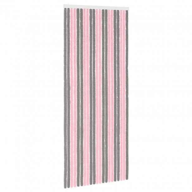 vidaXL Záclona proti hmyzu Chenille Stříbrně šedá a růžová 90 x 220 cm