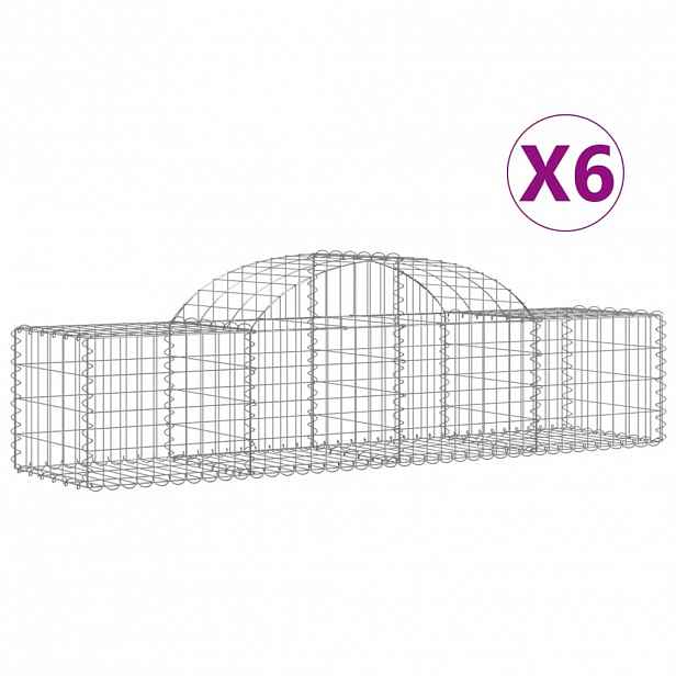 vidaXL Klenuté gabionové koše 6 ks 200x50x40/60 cm pozinkované železo