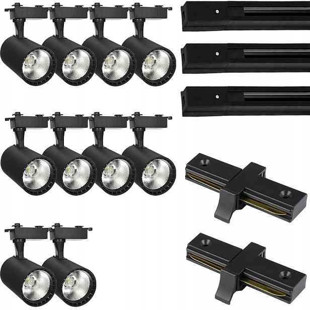 10 X Kolejnicový Reflektor Led Svítidlo Nastavitelné Stropní Svítidlo Kolejnicový Kabel