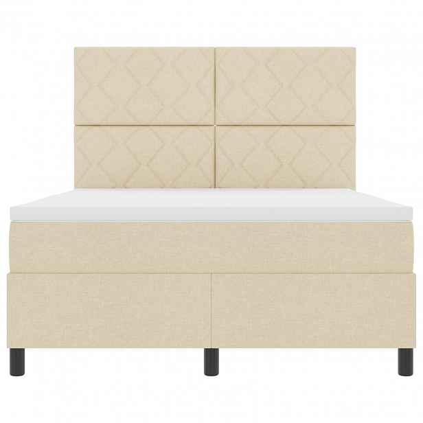 vidaXL Postel s boxspringem s LED pásky Krémová 160 x 200 cm textil