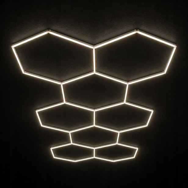 Černý stropní svítidlo 4000K 245W Hexagon 8 229x237 cm, silný panel