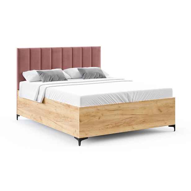 FDM Postel Sierra se zvedacím roštem Paris lososová/dub craft, velikost 140x200