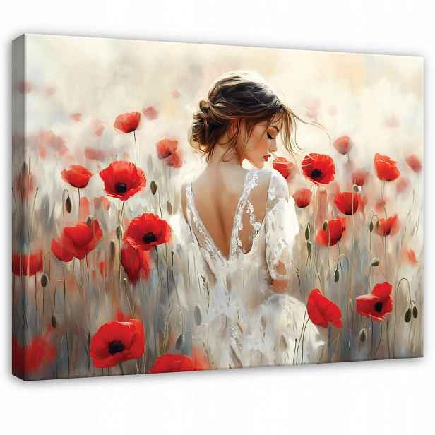 Wallarena OBRAZ na plátně ženy s květinami béžový 120x80 cm