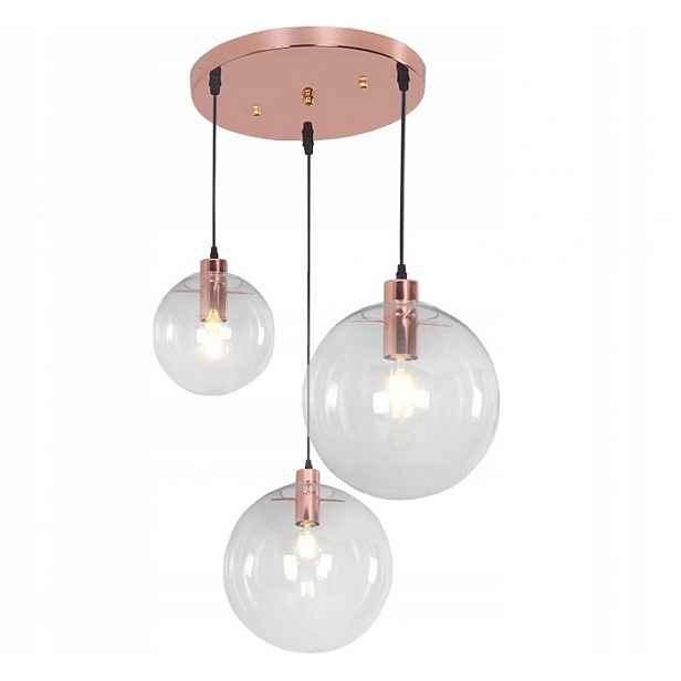 Závěsná Skleněná Lampa Koule Rose Gold Lassi 3KS