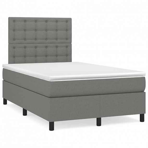 vidaXL Box spring postel s matrací tmavě šedá 120x200 cm textil