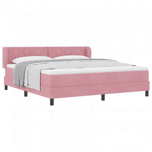 vidaXL Postel s boxspringem s čelo Růžová 180 x 200 cm samet