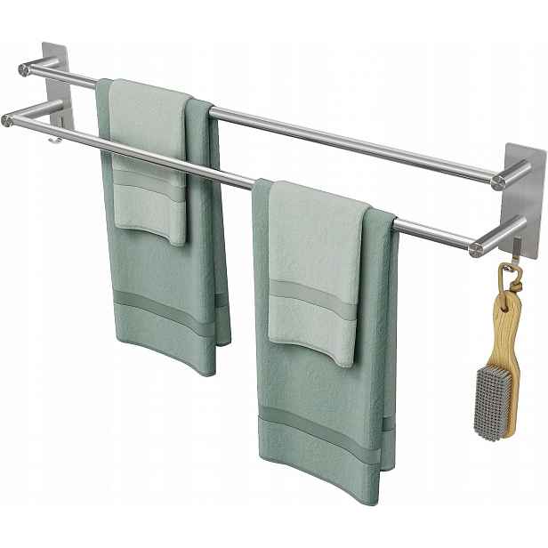 Js Towel Věšák na ručníky 80 cm 2-vrstvý SUS304 Věšák do koupelny