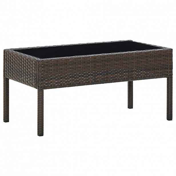 vidaXL Zahradní stůl hnědý 75 x 40 x 37 cm polyratan