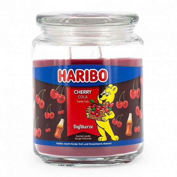 VONNÁ SVÍČKA Transparentní ve skle Cherry Cola dvojitý knot 510 g