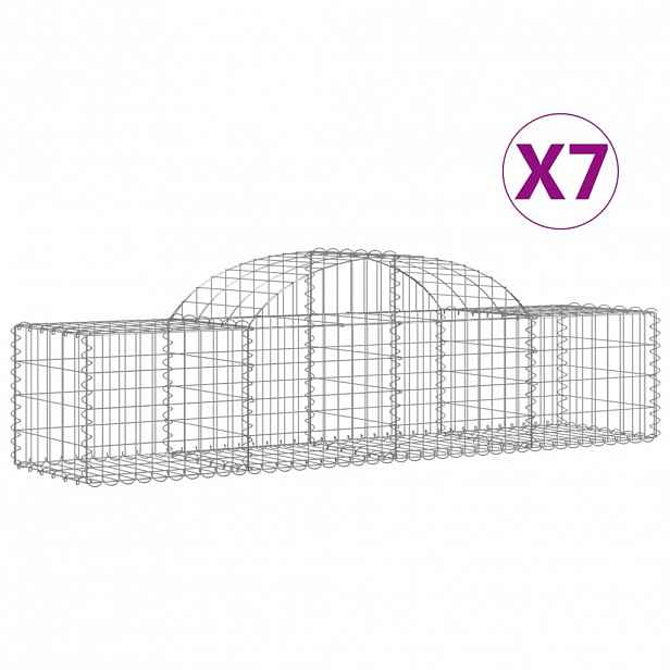 vidaXL Klenuté gabionové koše 7 ks 200x50x40/60 cm pozinkované železo