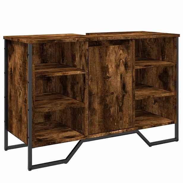 vidaXL Koupelnová skříňka pod umyvadlo kouřový dub 91x35x60cm kompozit