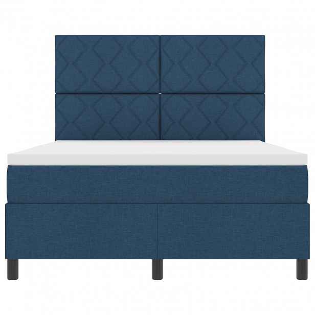 vidaXL Postel s boxspringem s LED pásky Modrá 160 x 200 cm textil
