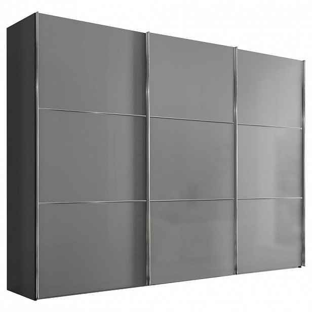 Moderano SCHWEBETÜRENSCHRANK Glasfront, světle šedá, tmavě šedá, 249/222/68 cm - Šatní skříně - 000531006079