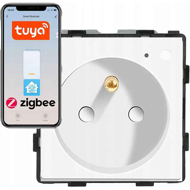 Modul Zásuvka Inteligentní Zásuvka 230V S Kolíkem Bílá ZigBee 1F