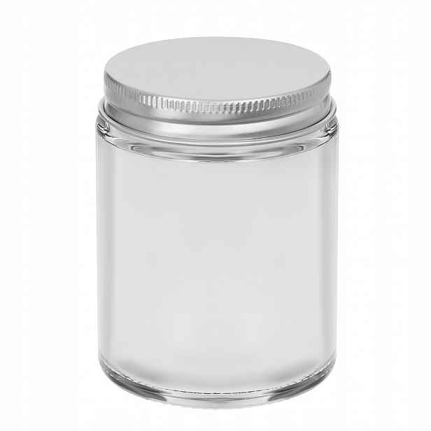 Sklenička na svíčky transparent 150 ml se stříbrným hliníkovým uzávěrem 105 ks