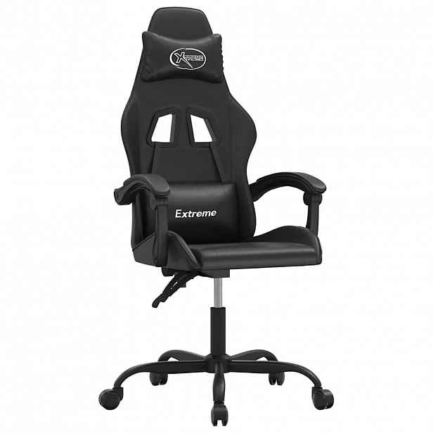 vidaXL Otočná herní židle s podnožkou černá umělá kůže