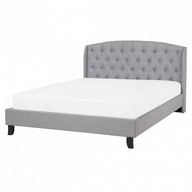 Beliani ČALOUNĚNÁ POSTEL 160/200 cm Světle šedá Bordeaux