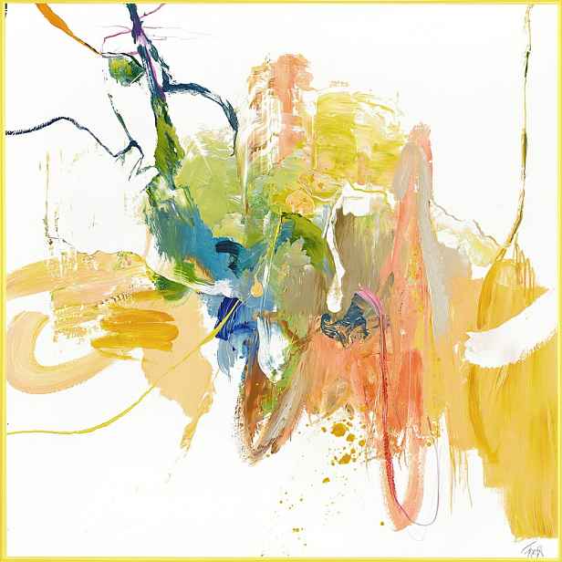Obraz s ručně malovanými prvky 102x102 cm Confidential Yellow – Malerifabrikken
