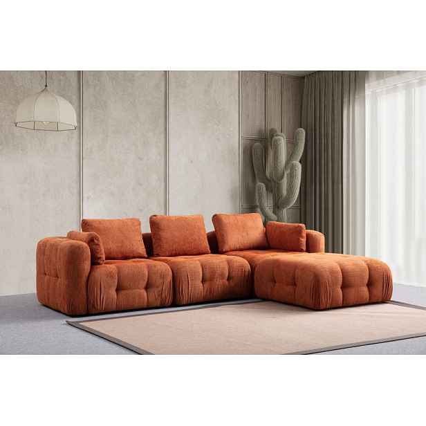 Rohová sedací souprava Amaris 3 Seater With Pouffe - Orange
