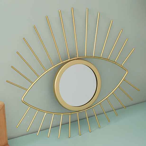 TEMU 1 ks Zrcadlo ve tvaru oka - Moderní minimalistický design oka se zlatým rámem, plovoucí zrcadlo do obývacího pokoje, ložnice, studia