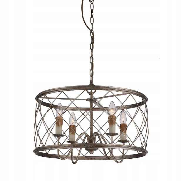 Závěsná lampa Quoizel Dury 4xE14 60W, stříbrné vločky, ocel