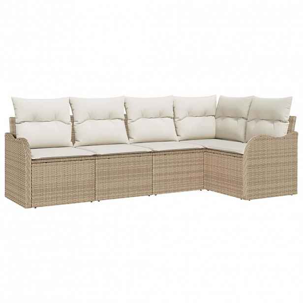 vidaXL Sada zahradních pohovek 5 ks Béžová polyratan