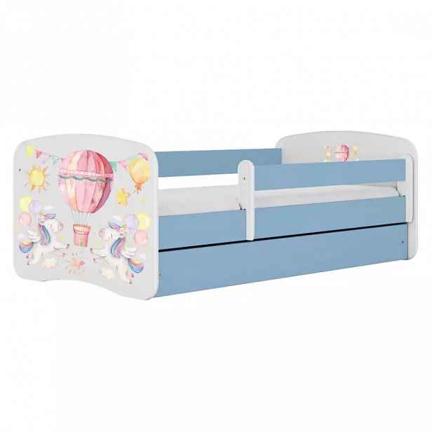 Dětská postel Babydreams+SZ+M modrá 70x140 Balónek
