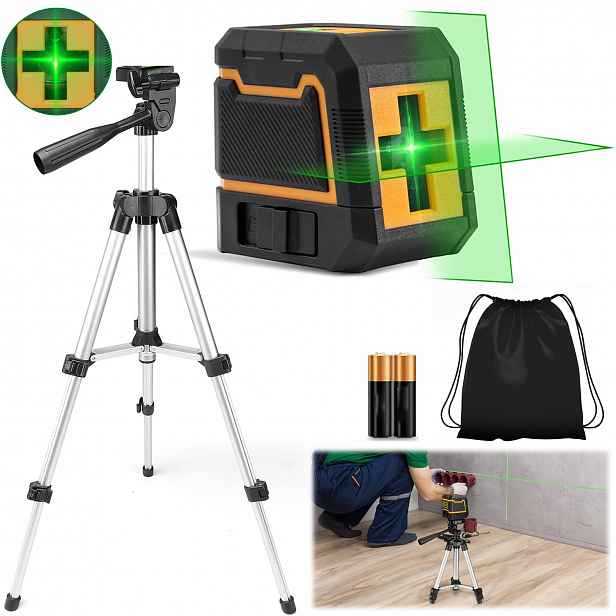 Laserová Vodováha 360 Rovinná 4D Křížový Laser 24 CM S Stativem