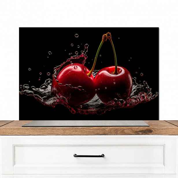 MuchoWow KUCHYŇSKÁ ZÁSTĚNA Třešeň - červená - ovoce - voda - černá 90x60 cm
