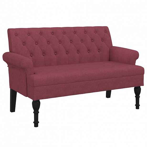 vidaXL Lavice s opěradlem vínová 120 x 62 x 75,5 cm textil