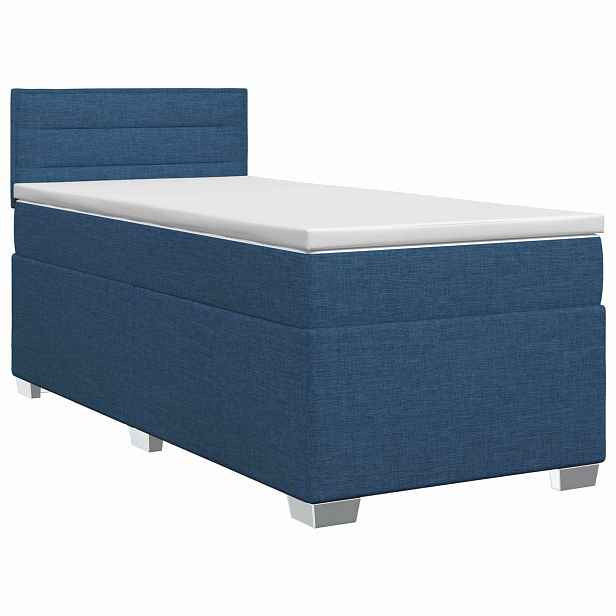 vidaXL Postel boxspring s matrací s čelo Modrá 100 x 200 cm Textil