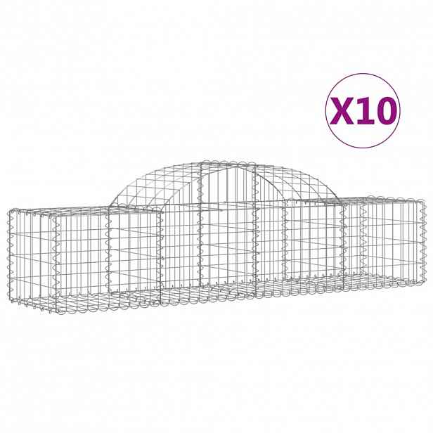 vidaXL Klenuté gabionové koše 10 ks 200x50x40/60 cm pozinkované železo