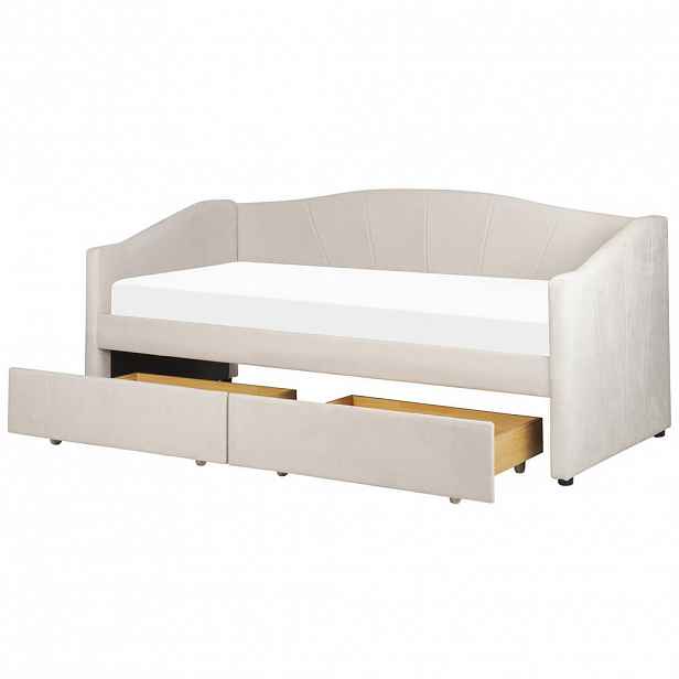 Beliani ROZKLÁDACÍ POSTEL s úložným prostorem 90x200 cm Béžová Vittel