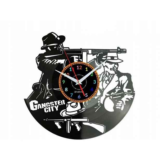 Gangster City Dekorativní Nástěnné Hodiny Moderní Vinylová Deska Na