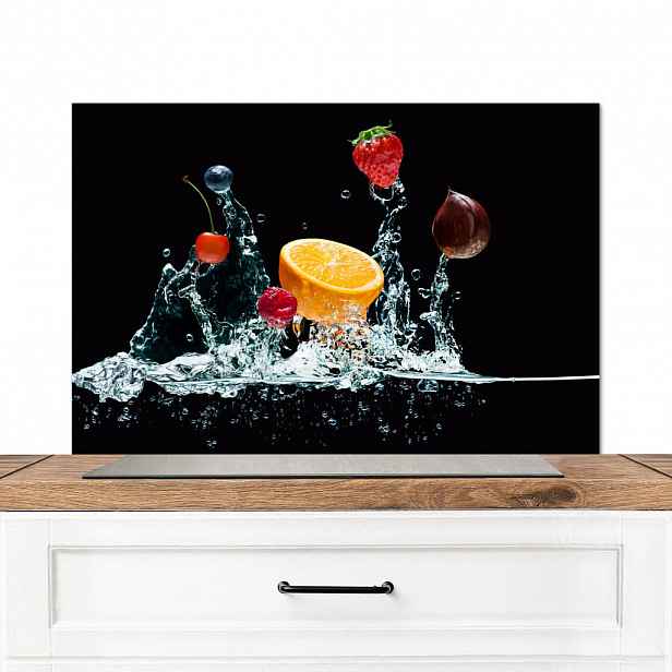 MuchoWow KUCHYŇSKÁ ZÁSTĚNA Voda - Ovoce - Pomeranč - Jahoda - Třešeň - Černá 90x60 cm