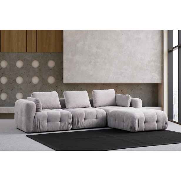 Rohová sedací souprava Amaris 3 Seater With Pouffe - Light Grey