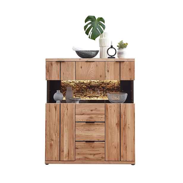 Szynaka Komoda Napoli 22 s LED osvětlením 121 cm z masivu dub Bianco