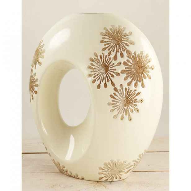 Váza atyp s otvorem dekor sedmikrásky keramika 35cm
