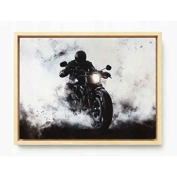 Obraz Rám American Box Motocykl Sportovní Kouř Motor Černobílý 80x60