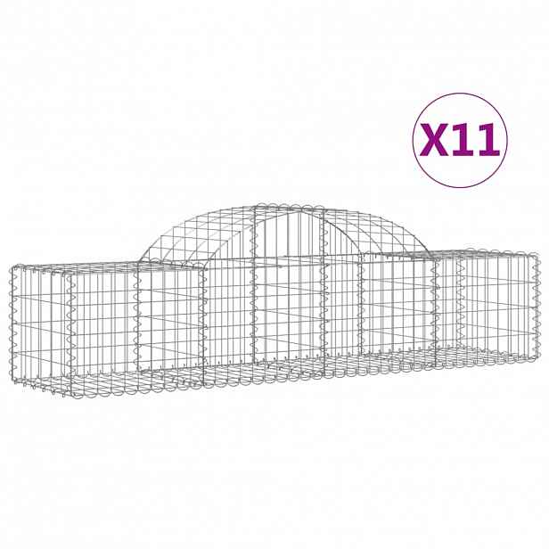 vidaXL Klenuté gabionové koše 11 ks 200x50x40/60 cm pozinkované železo