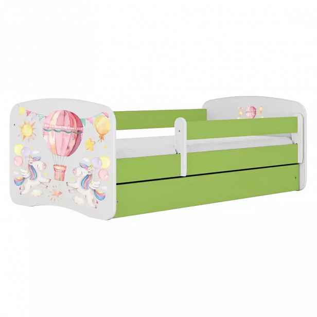 Dětská postel Babydreams+SZ+M zelená 70x140 Balónek